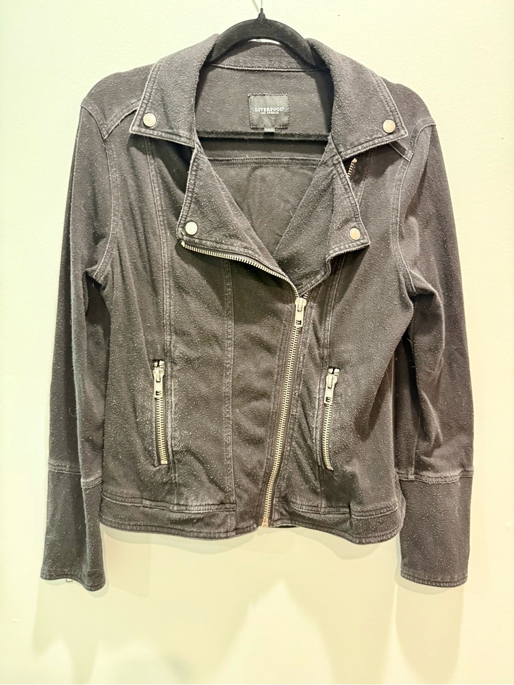 Liverpool Los Angeles Black Knit Moto Jacket Size Medium